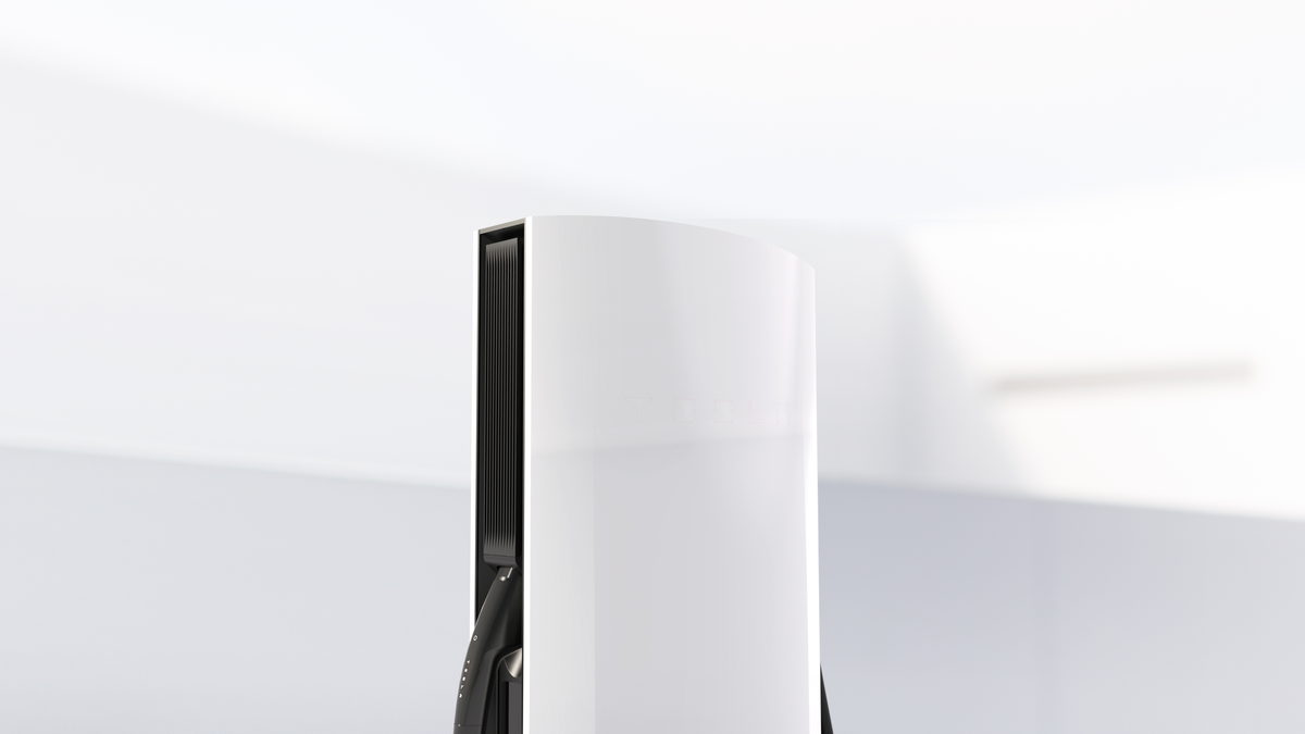 Close detail of a high-speed charging post